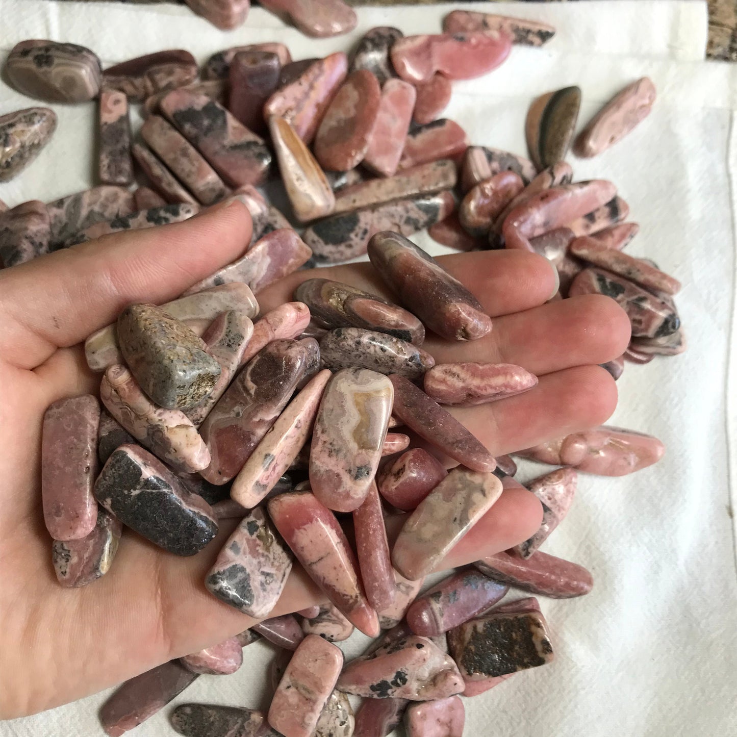 Rhodochrosite, Polished Tumbled Stone (Approx 3/4" -1 1/8" long)  Polished Pink Stone, for Wire Wrapping or Crystal Grid Supply 0603