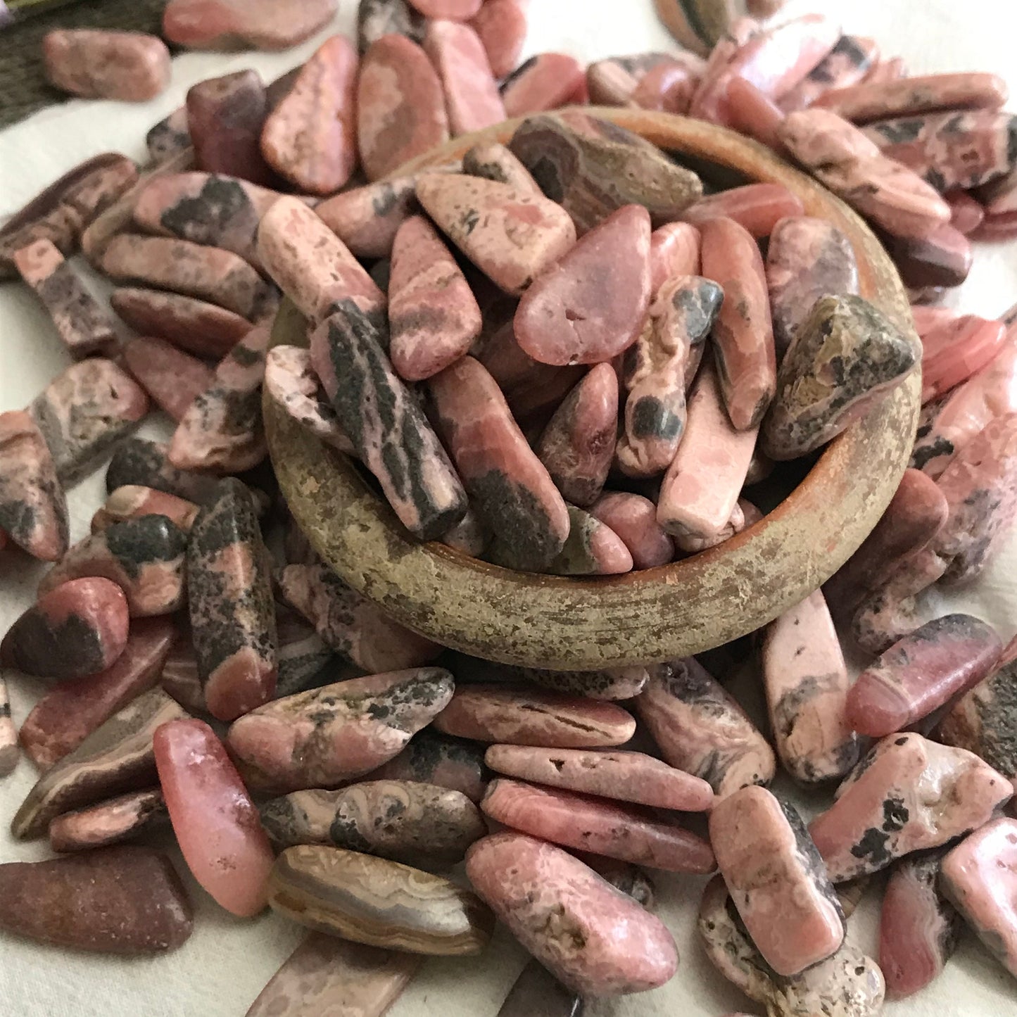 Rhodochrosite, Polished Tumbled Stone (Approx 3/4" -1 1/8" long)  Polished Pink Stone, for Wire Wrapping or Crystal Grid Supply 0603