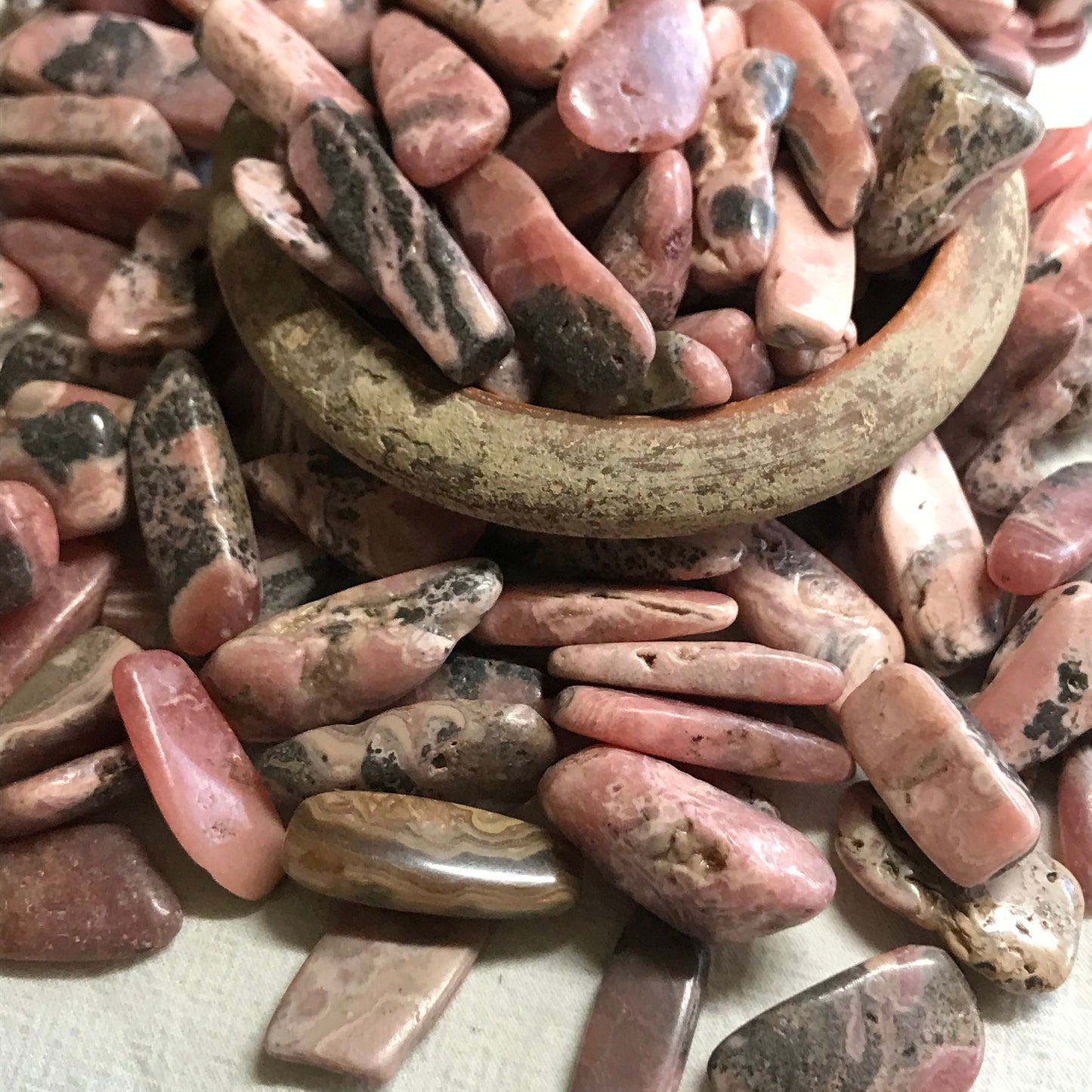 Rhodochrosite, Polished Tumbled Stone (Approx 3/4" -1 1/8" long)  Polished Pink Stone, for Wire Wrapping or Crystal Grid Supply 0603