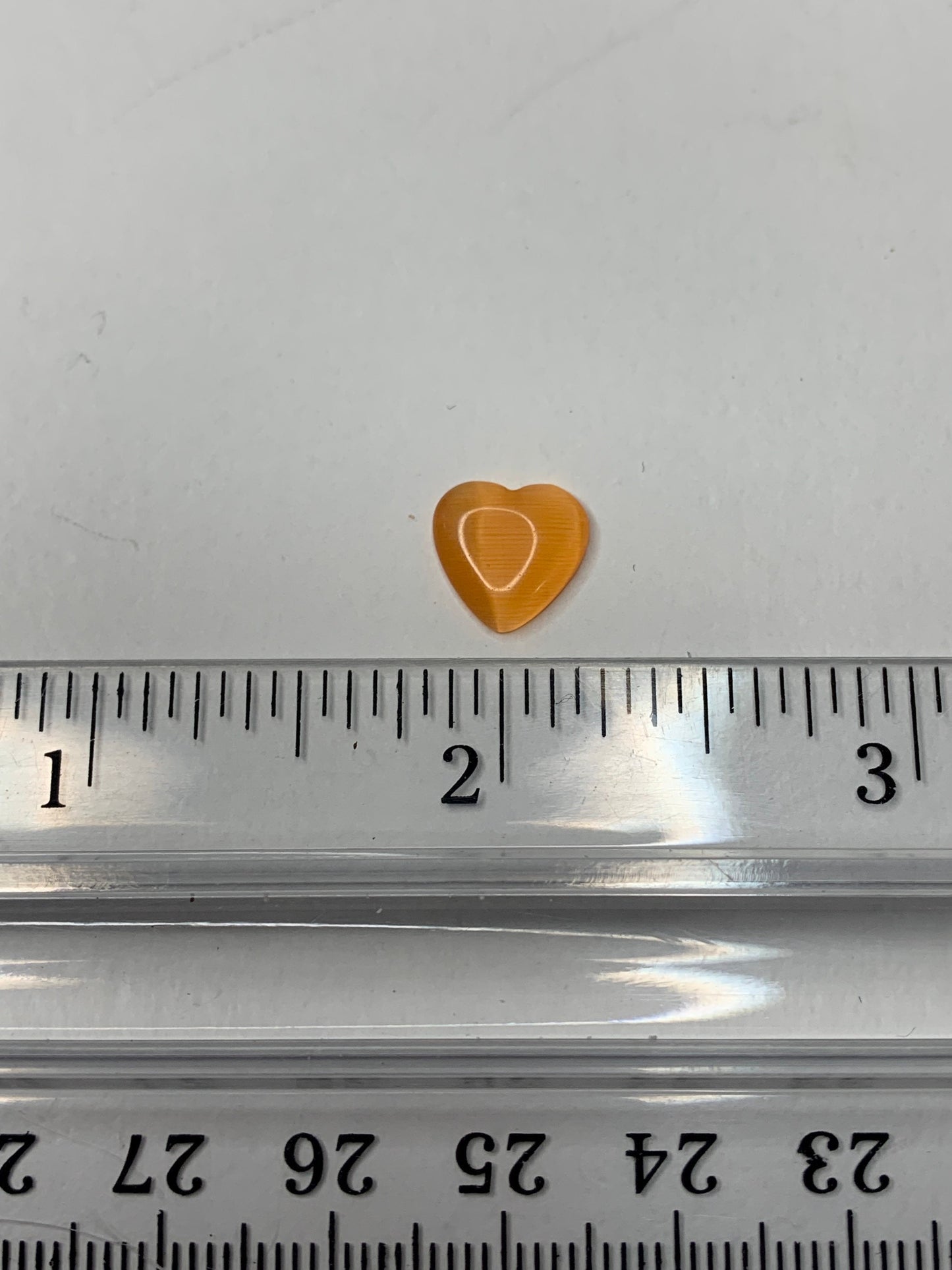 Orange Cat's Eye Heart, Polished (Approx .4")  Polished Stone for Crystal Grid or Craft Supply 0128