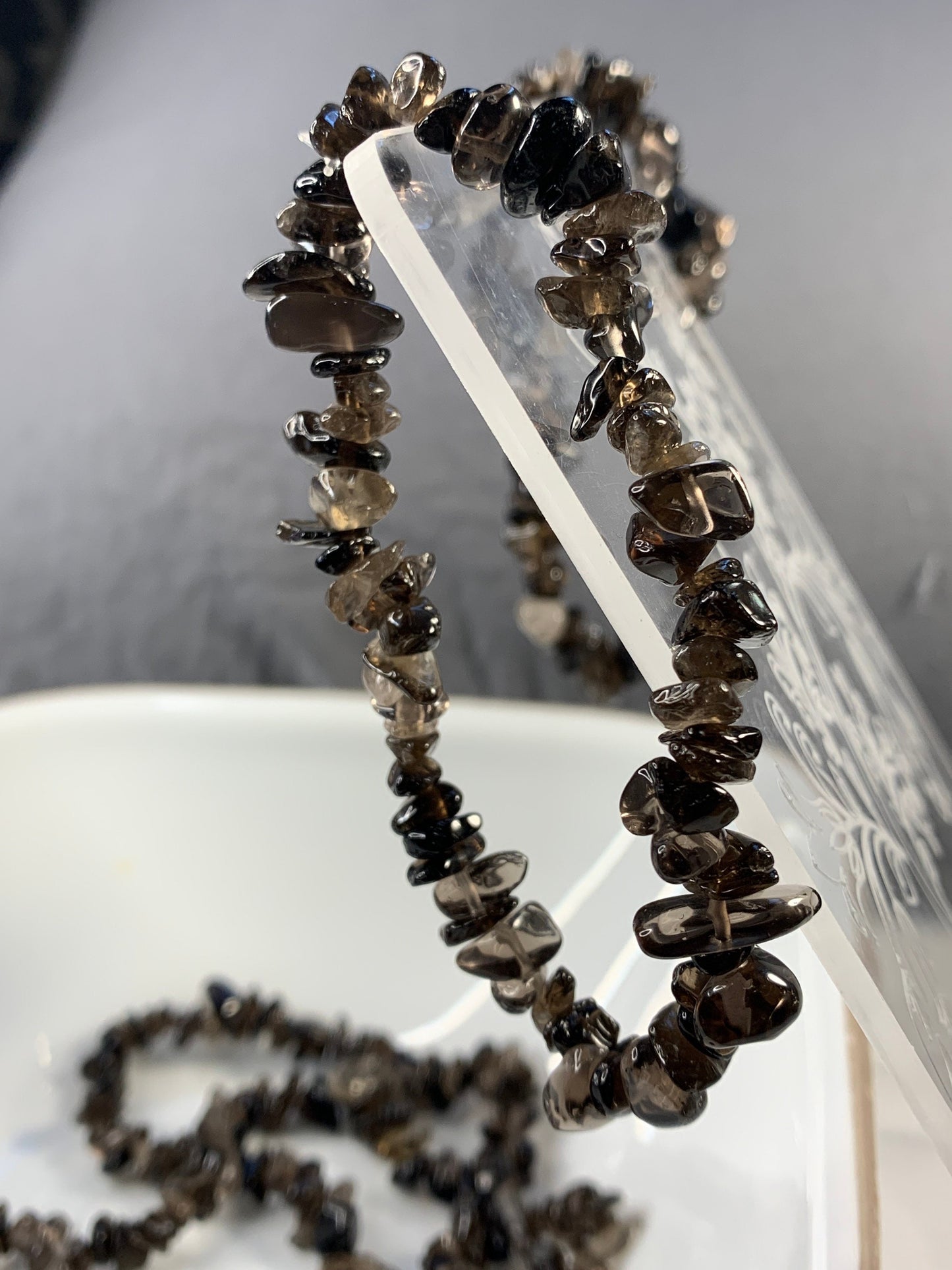 Smoky Quartz Chip Bracelet BRC-0024