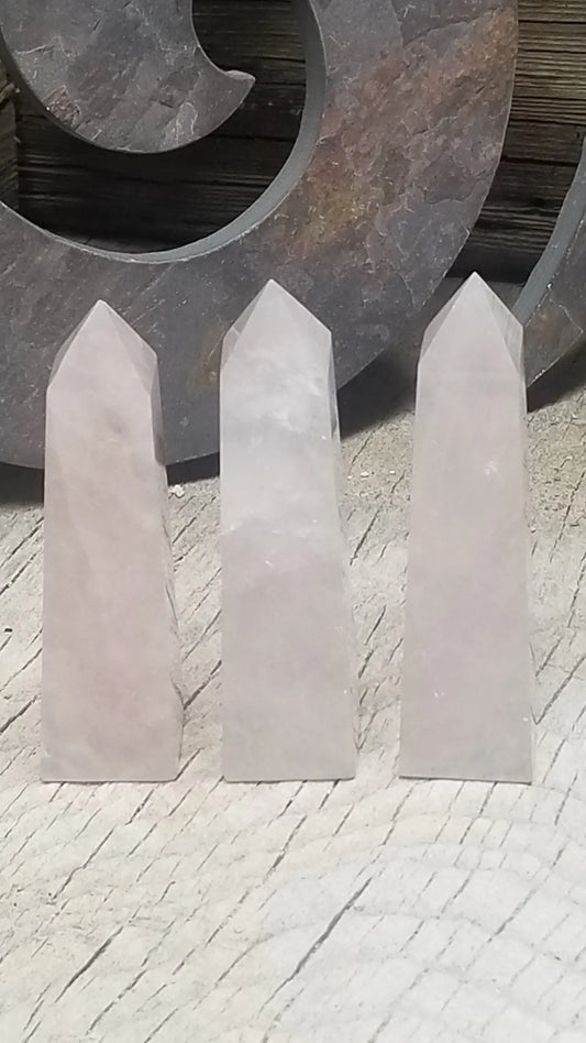 Rose  quartz Obelisk, (Approx. 3 - 3 3/4") 0914 Stone Point, Supply for Crystal Grid, Home Decor or Crafts Shop Wholesale Crystals
