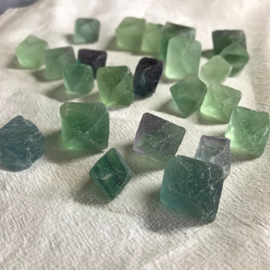 Natural Fluorite Octahedron Crystal ( Approx 1/2" -3/4") , Calming Stone, Supply for Crystal Grid or Wire Wrapping 1312