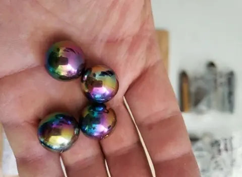 Rainbow Aura Quartz Sphere, Tanzin Aura Quartz (Approx 3/4") 0249 Shop Wholesale Crystals