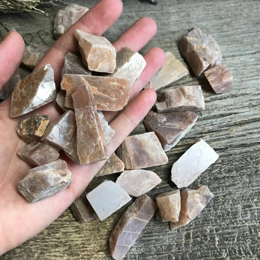 Raw Peach Moonstone, One Crystal (Approx. 1"), Peach Stones, Supply for Crystal Grid or Crafts 0123 Shop Wholesale Crystals