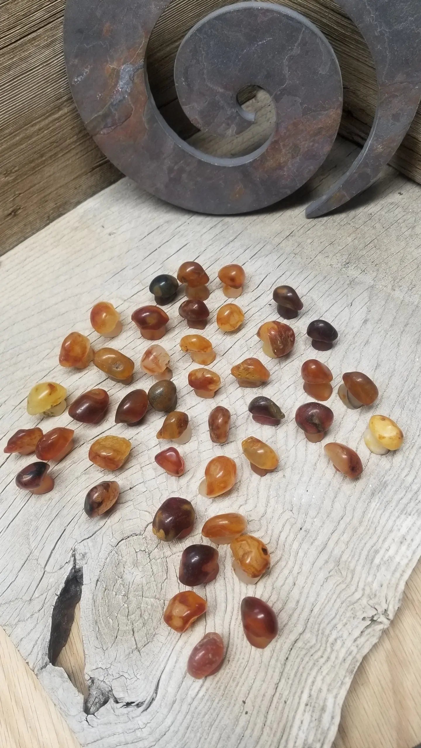 Mushroom, Carnelian Agate, Polished (Approx 1 1/2 " x 1 1/2 ")  Polished Stone for Crystal Grid or Craft Fairy Garden Supply 0001 Shop Wholesale Crystals