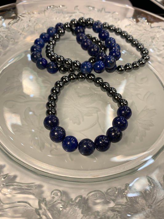 Lapis Lazuli Hematite Bracelet (Color Enhanced) 1103