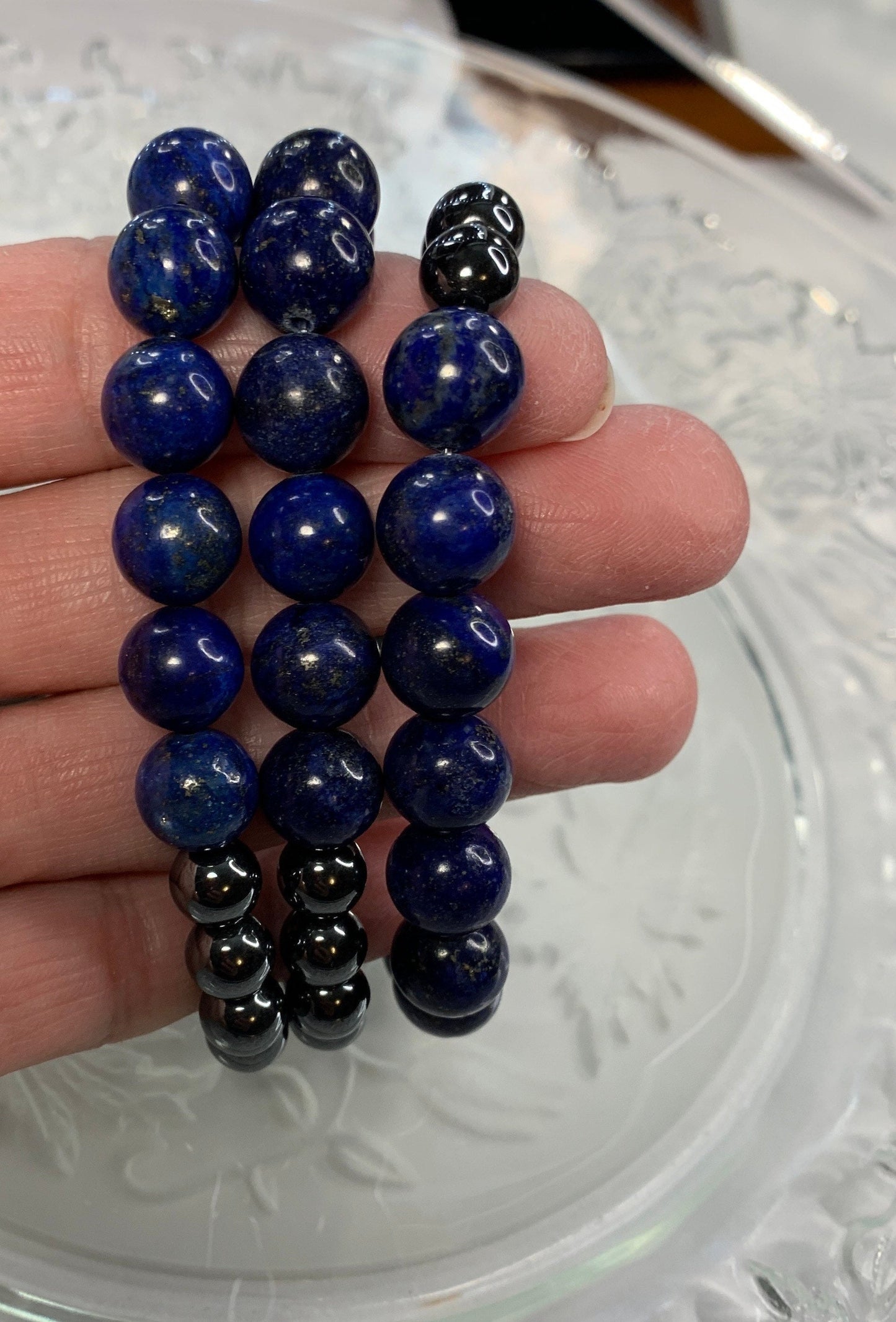 Lapis Lazuli Hematite Bracelet (Color Enhanced) 1103