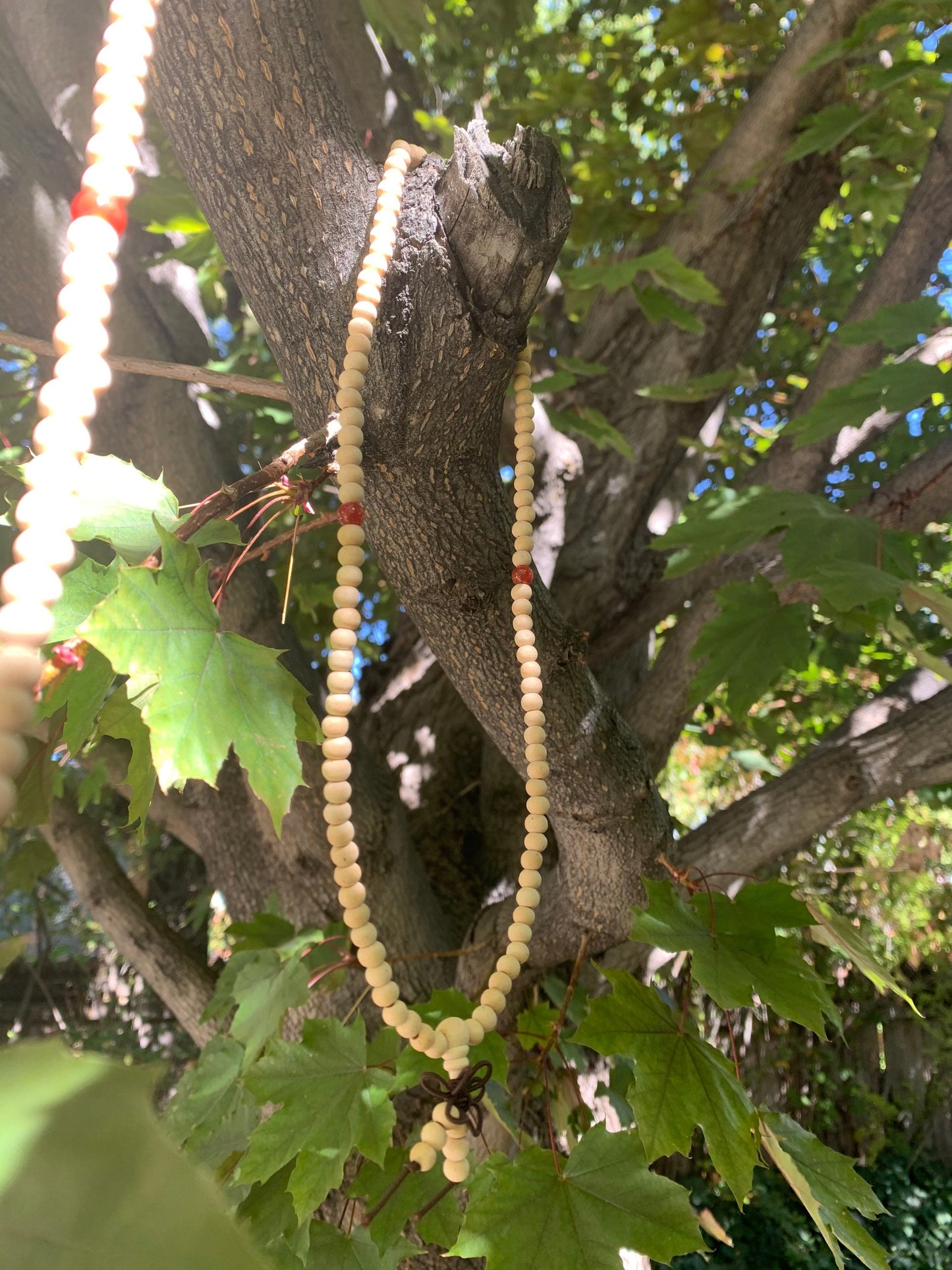 White Wood Mala Necklace 1084