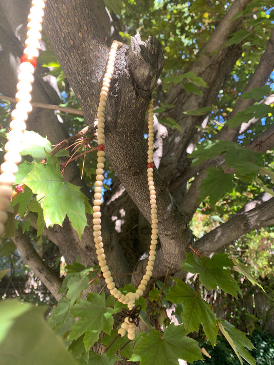 White Wood Mala Necklace 1084