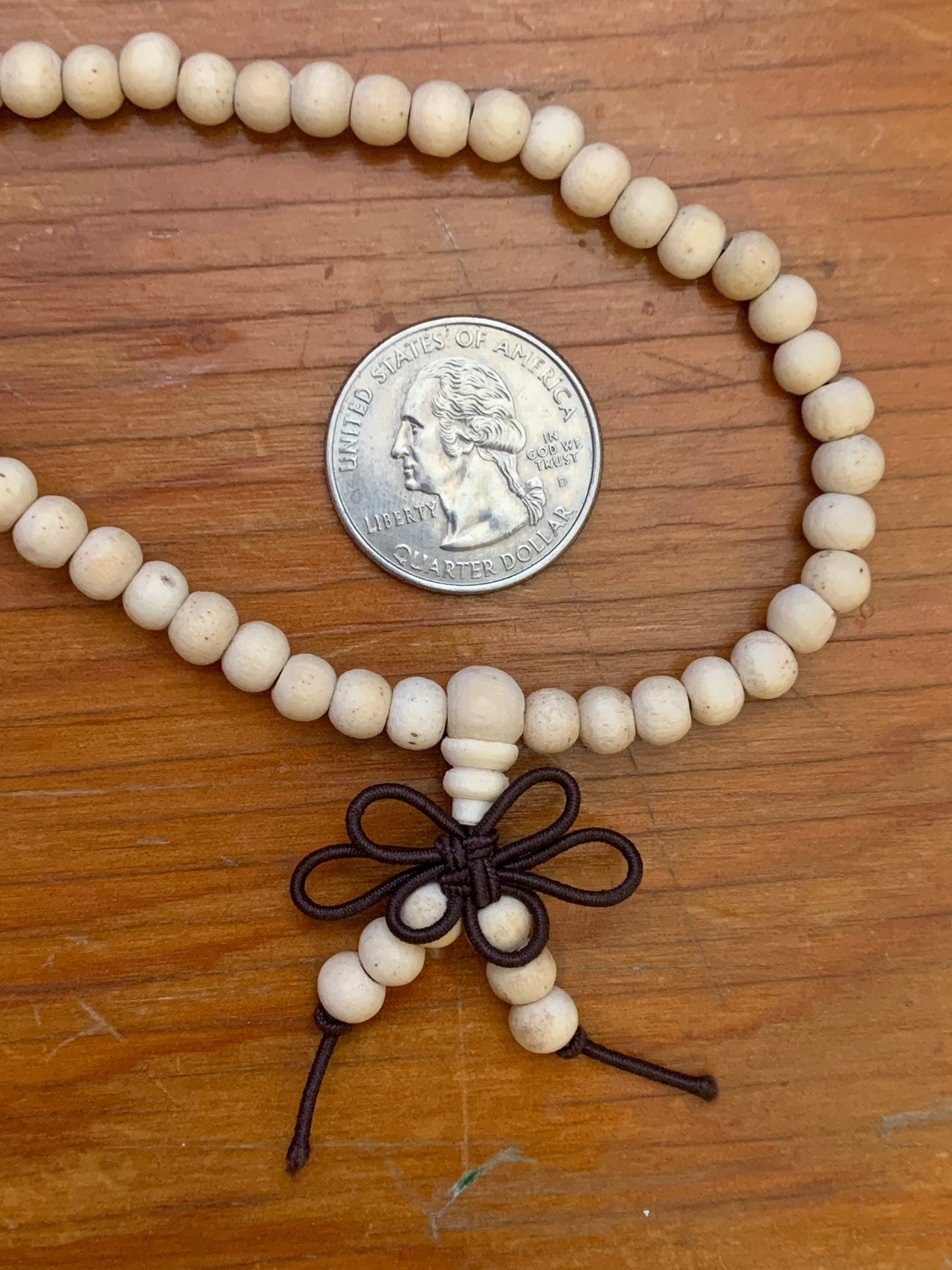 White Wood Mala Necklace 1084