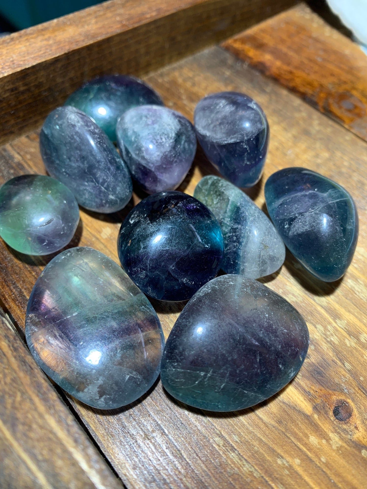 Fluorite Tumbled Stone (Approx. 1" - 1 3/4") (Green, Blue, Purple, Clear, Rainbow) Supports Healthy Brain Function, Crown Chakra BIN-1422