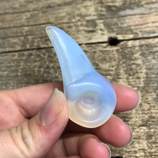 Carved Opalite Raven Skull (Approx. 1 3/4" - 2"), Supply for Crystal Grid, Home Decor or Halloween Wire Wrapping Supply 0994