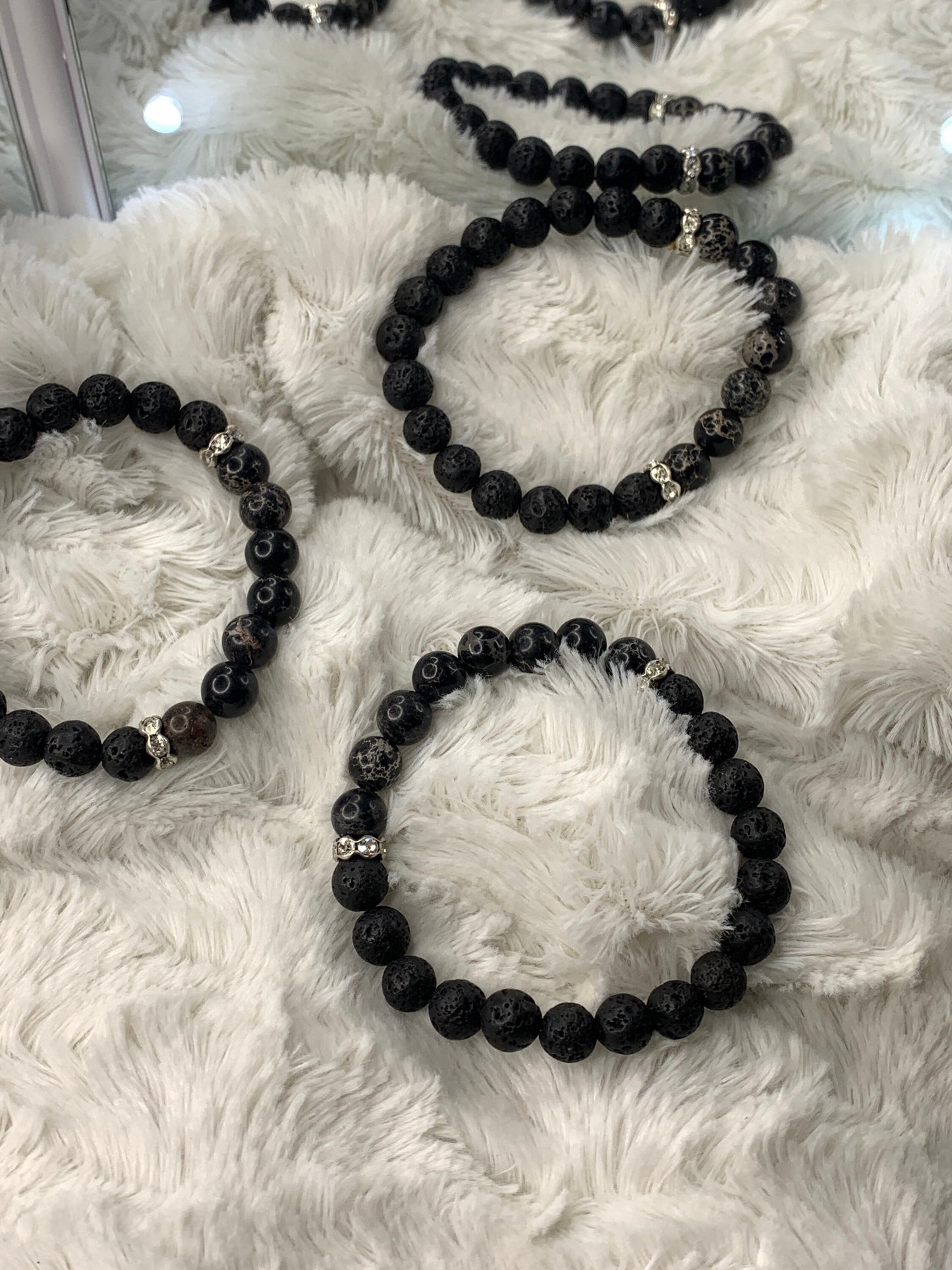 Black Howlite Lava Bracelet.     BRC-0017