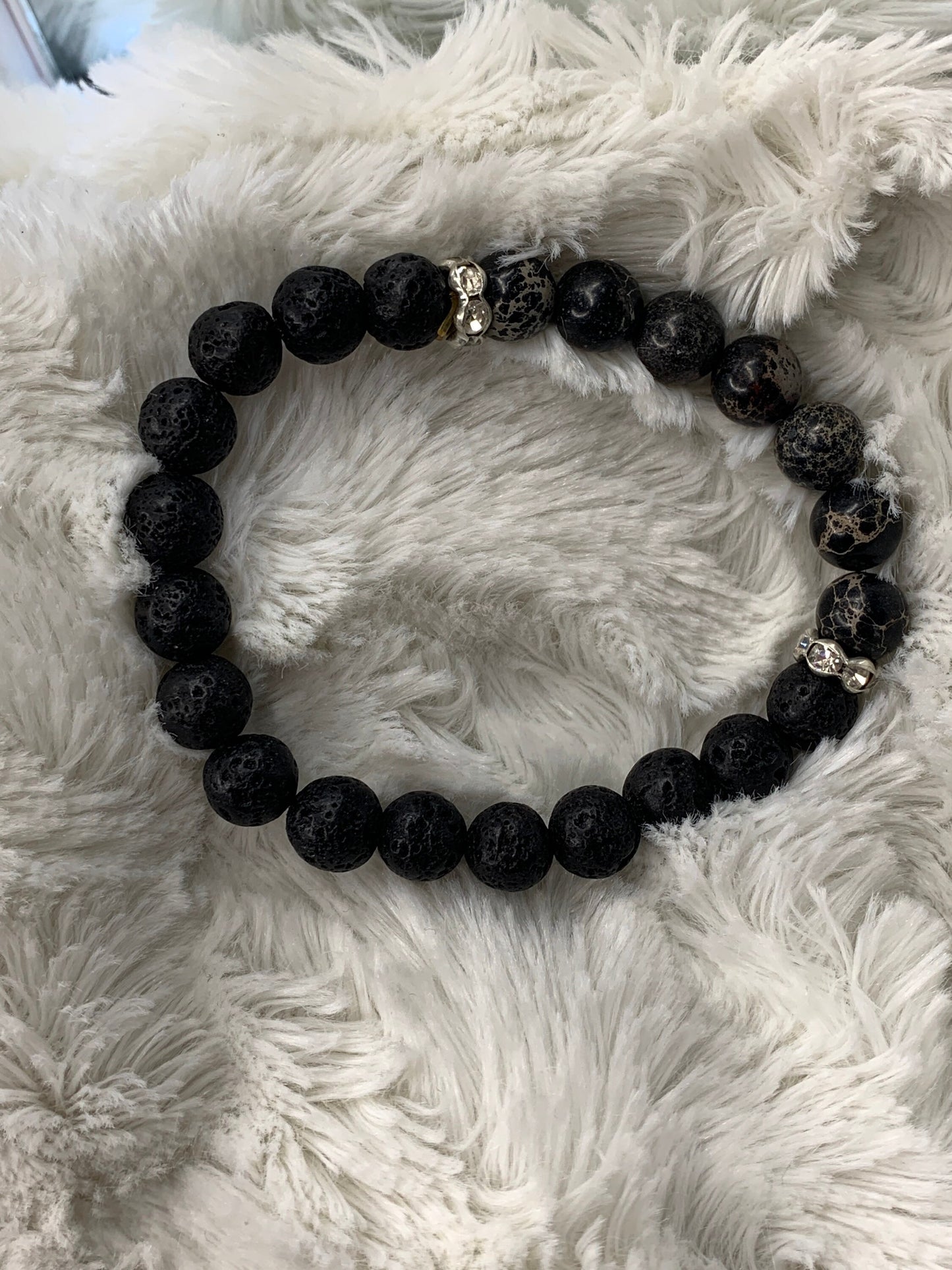 Black Howlite Lava Bracelet.     BRC-0017