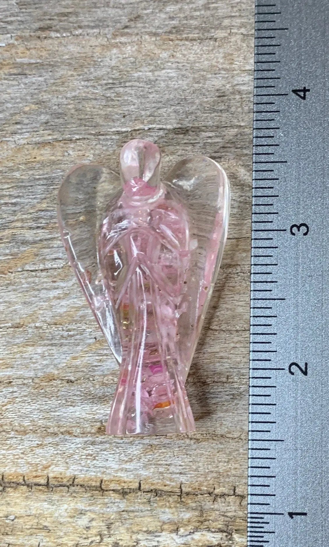 Rose Quartz Organite Angel Figurine 0186 Approx. 2” (Crystals Imbedded in Resin) Shop Wholesale Crystals