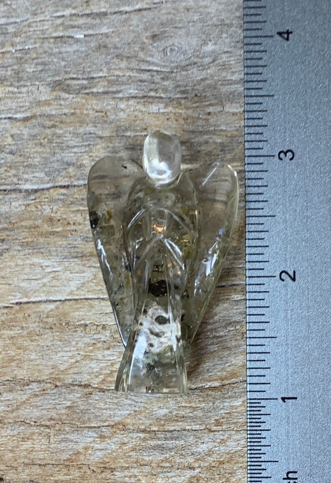 Labradorite Organite Angel Figurine 0078 (Crystals Imbedded in Resin)