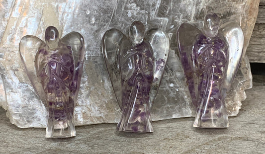 Amethyst Organite Angel Figurine 0214 (Crystals Imbedded in Resin)