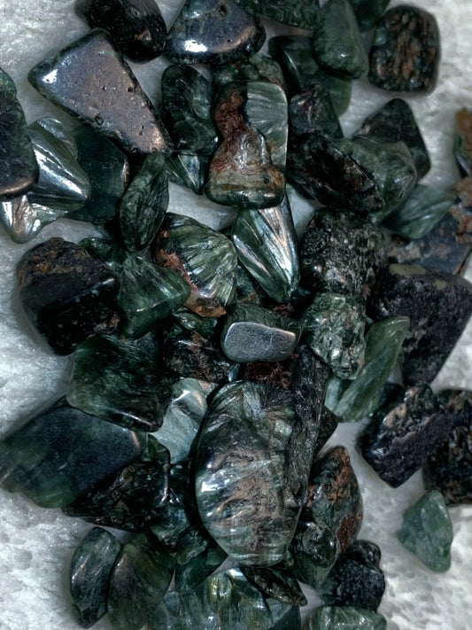 Seraphinite Polished Stone, 2 very small stones 0652 Stone of love and compassion, Very Small (Approx. 3/8" - 5/8") 0695 Shop Wholesale Crystals