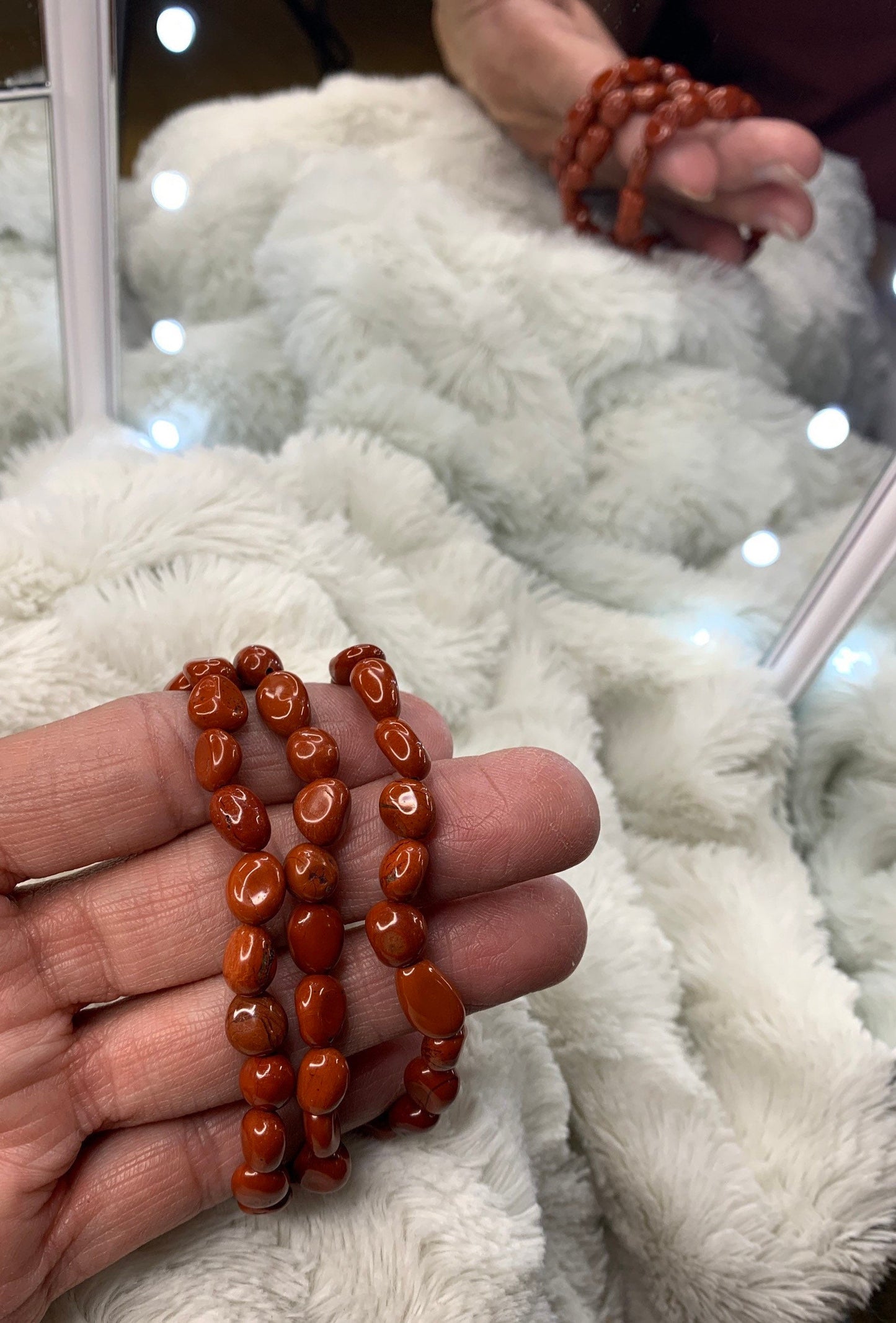 Red Jasper Pebble Bracelet BRC-0022