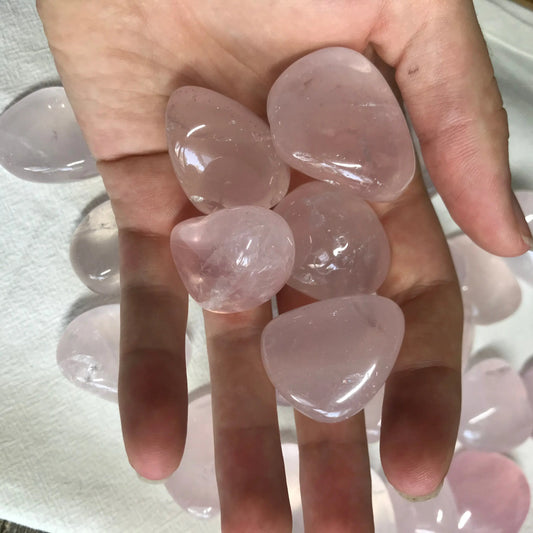 Rose Quartz, Polished Tumbled Crystal (Approx 1 1/4")  Polished Stone for the Heart Chakra, for Wire Wrapping or Crystal Grid 0635 Shop Wholesale Crystals