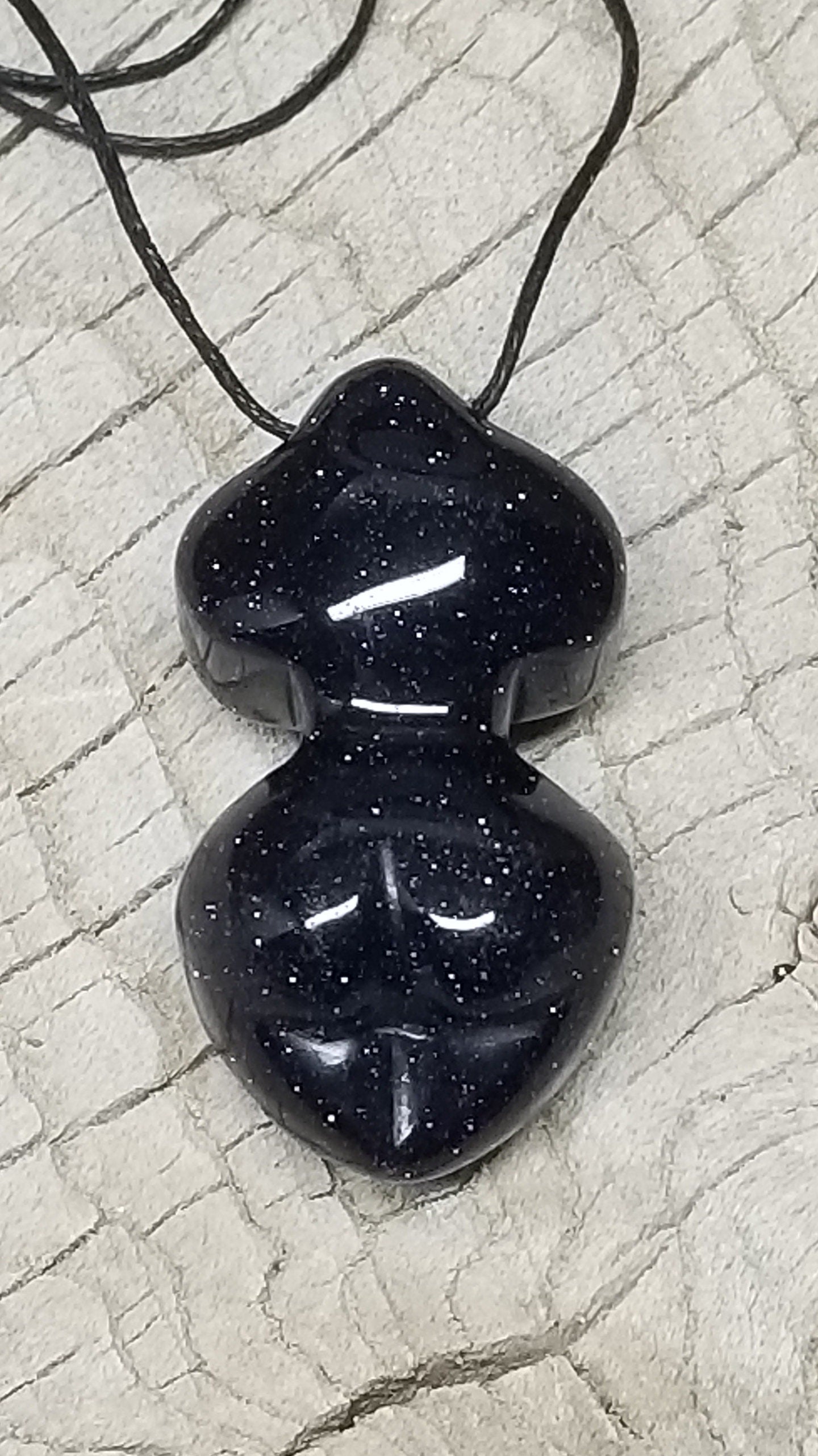 Blue Goldstone Goddess Necklace, Necklace HOT-0024