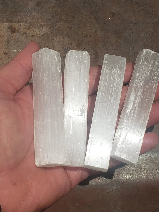 Selenite Stick (Approx 3 1/4") for Crown Chakra, Small Stick Wands, Supply for Crystal Grid, Stone of the Moon Goddess G-0011 - Shop Wholesale Crystals