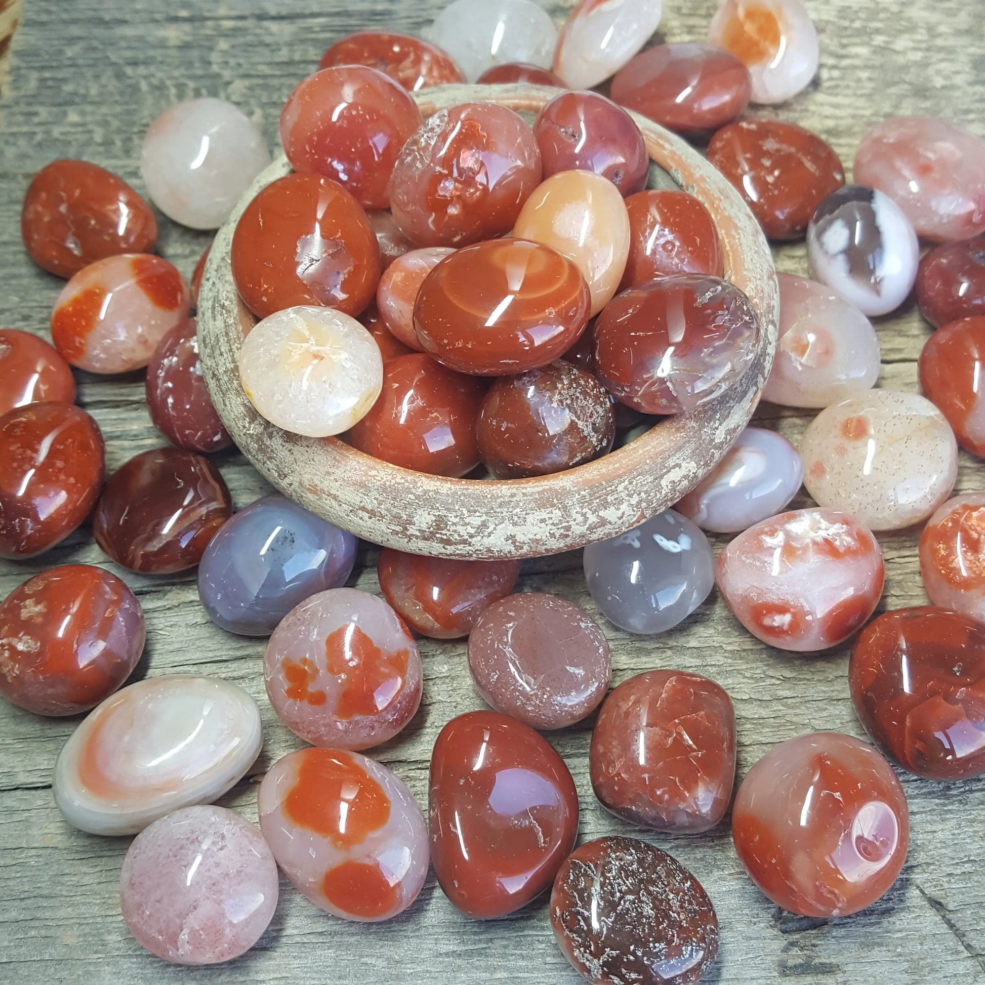 Red Agate, Carnelian Approx. 3/4" - 1 1/3")  Polished Stone of Transition, for Wire Wrapping or Crystal Grid Supply BIN-1455 Shop Wholesale Crystals