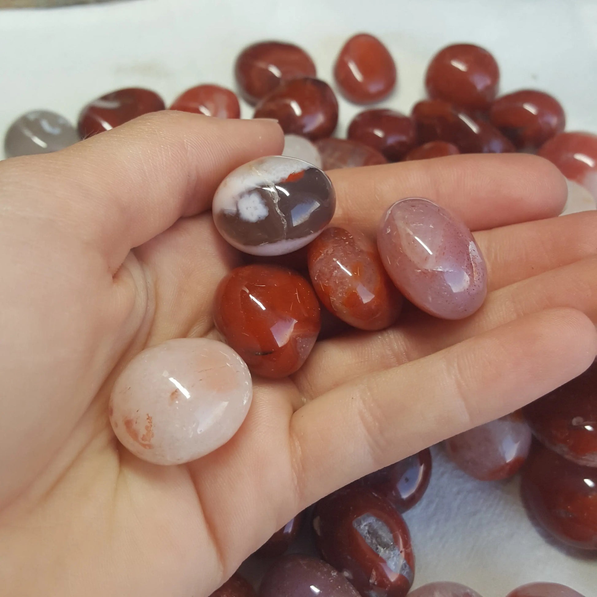 Red Agate, Carnelian Approx. 3/4" - 1 1/3")  Polished Stone of Transition, for Wire Wrapping or Crystal Grid Supply BIN-1455 Shop Wholesale Crystals