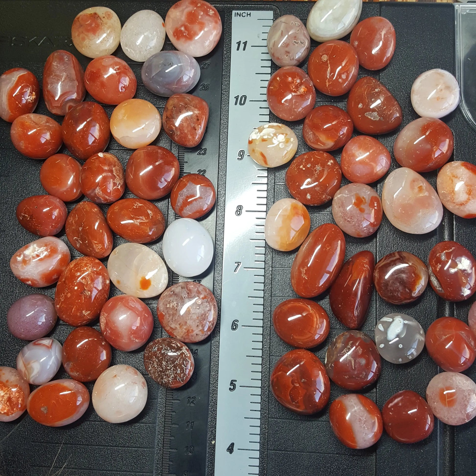 Red Agate, Carnelian Approx. 3/4" - 1 1/3")  Polished Stone of Transition, for Wire Wrapping or Crystal Grid Supply BIN-1455 Shop Wholesale Crystals