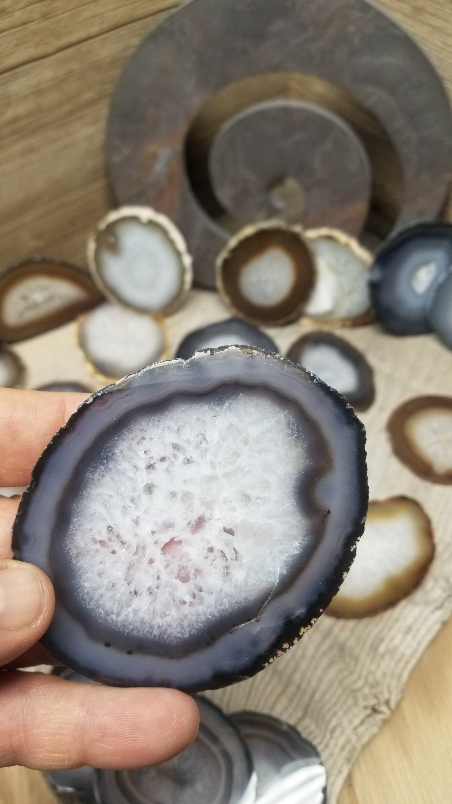 Agate Slab, Grey and Natural Tones, Natural  Agate (Approx. 2 1/2 - 3 1/2") 0456