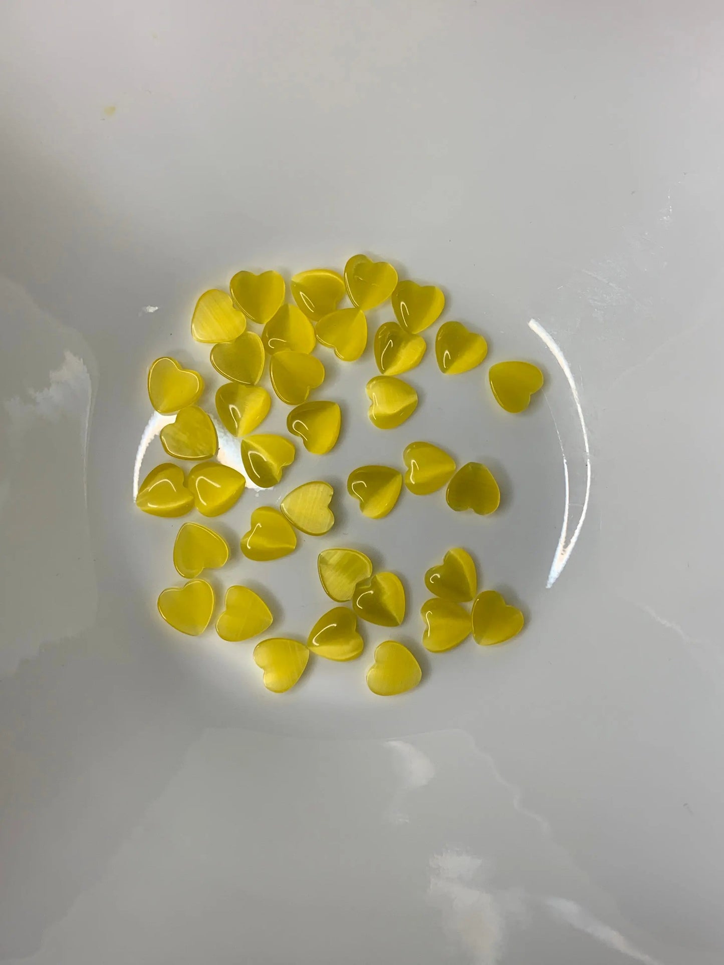 Yellow Cat's Eye Heart, Polished (Approx .4")  Polished Stone for Crystal Grid or Craft Supply 0129 Shop Wholesale Crystals