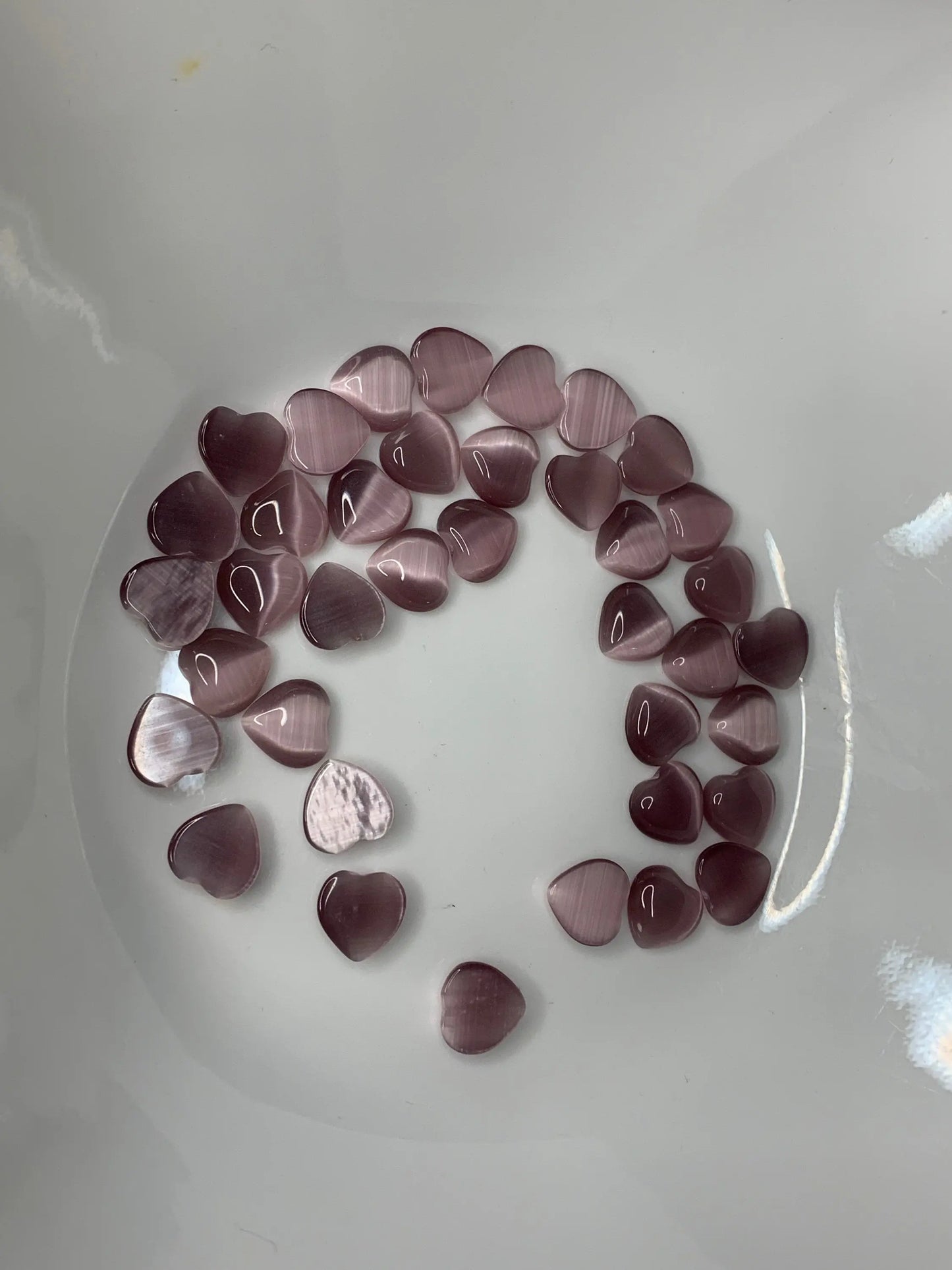 Purple Cat's Eye Heart, Polished (Approx .4")  Polished Stone for Crystal Grid or Craft Supply 0160 Shop Wholesale Crystals