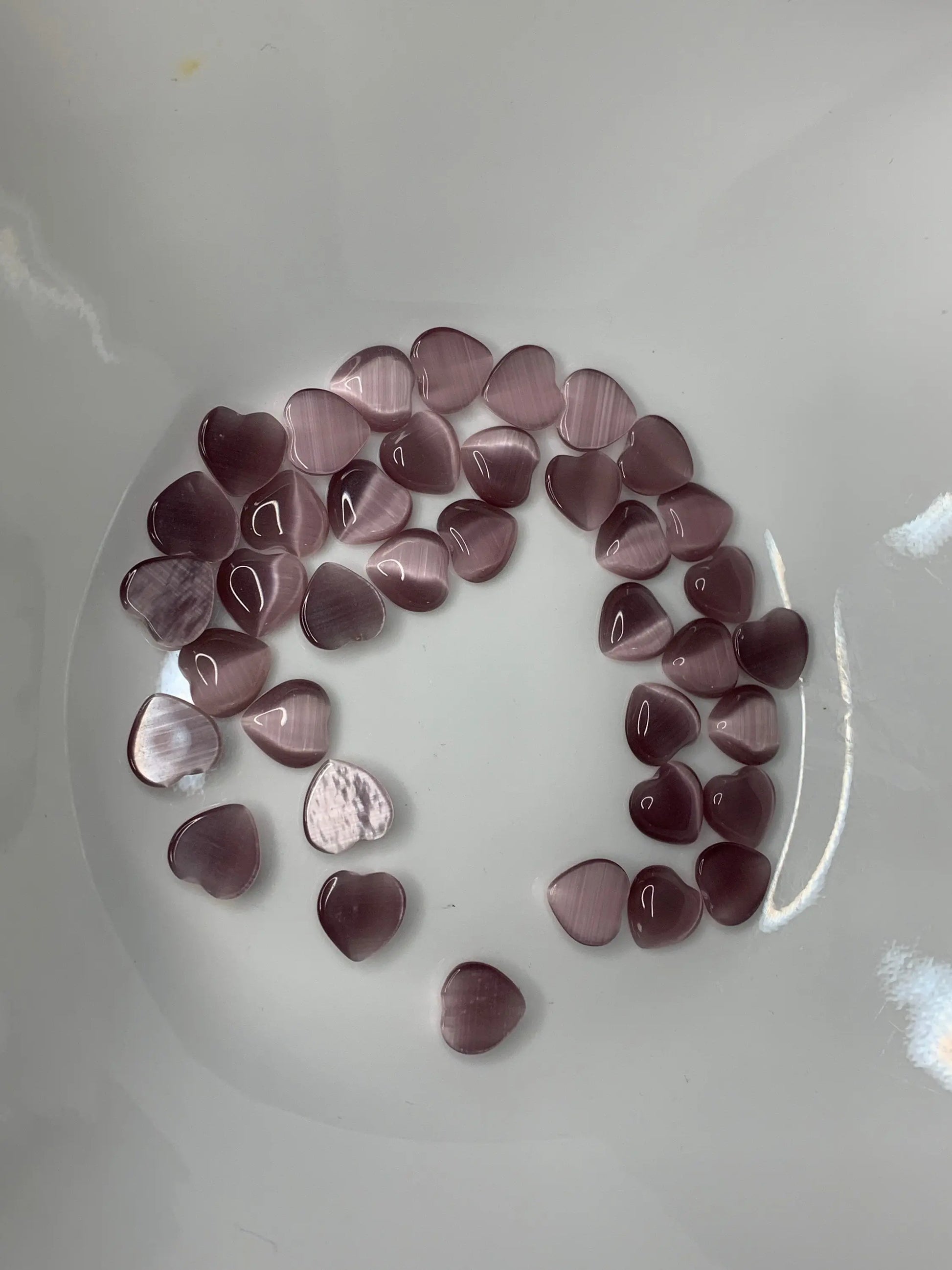 Purple Cat's Eye Heart, Polished (Approx .4")  Polished Stone for Crystal Grid or Craft Supply 0160 Shop Wholesale Crystals