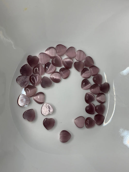 Purple Cat's Eye Heart, Polished (Approx .4")  Polished Stone for Crystal Grid or Craft Supply 0160 Shop Wholesale Crystals