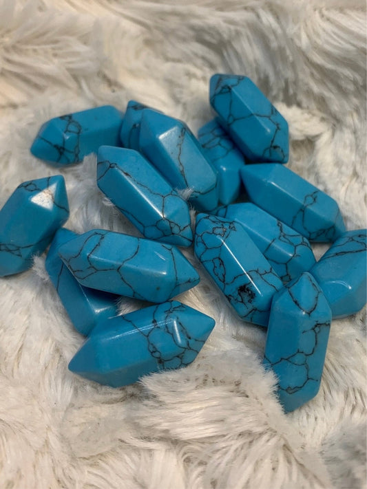 Blue Howlite Double Terminated Point Polished Stone T-0060