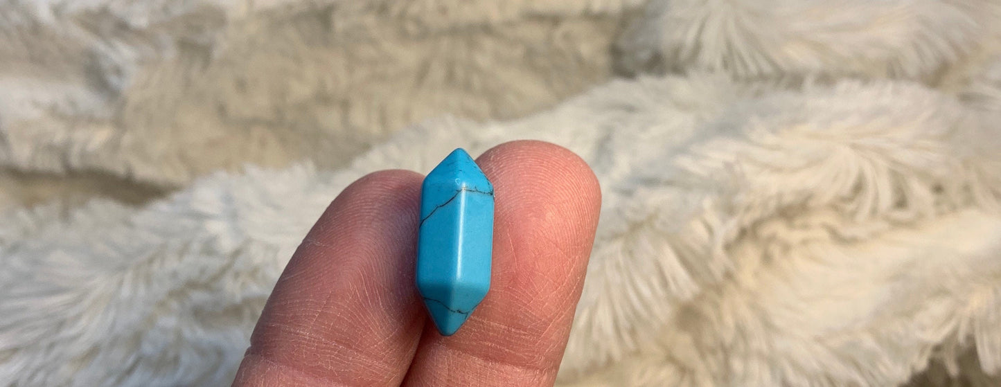 Blue Howlite Double Terminated Point Polished Stone T-0060