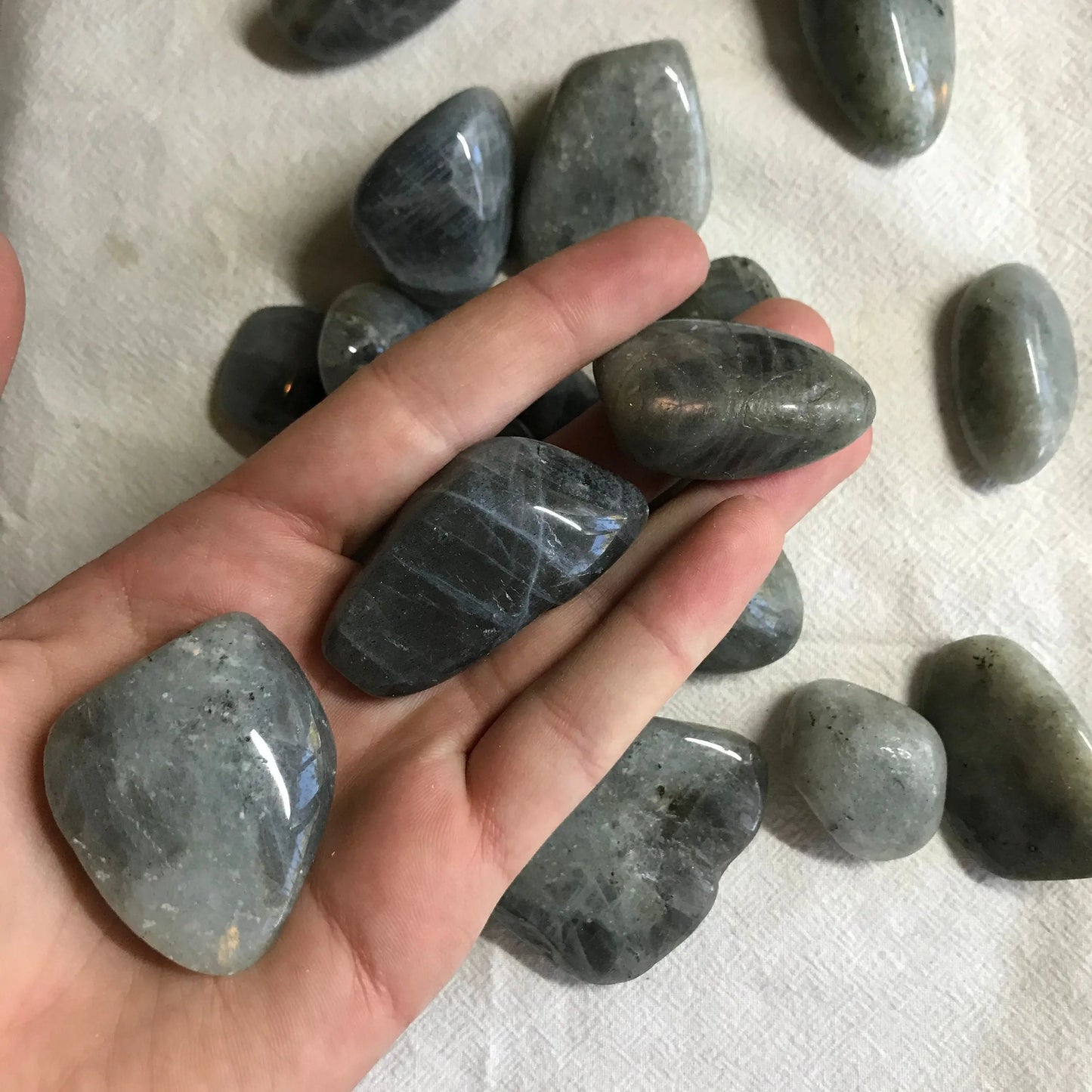 Purple Yellow Labradorite, Polished Tumbled Stone (Approx 1 1/3" long) for Wire Wrapping or Crystal Grid Supply 0702 Shop Wholesale Crystals