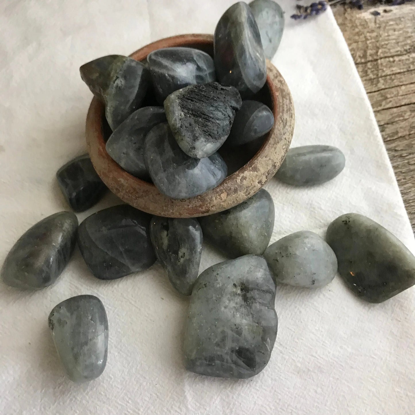 Purple Yellow Labradorite, Polished Tumbled Stone (Approx 1 1/3" long) for Wire Wrapping or Crystal Grid Supply 0702 Shop Wholesale Crystals