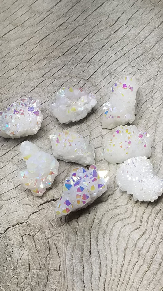 Angel Aura Quartz Cluster, Shimmery Quartz Crystal, Healing Stone for Crystal Grid Making BIN-0395