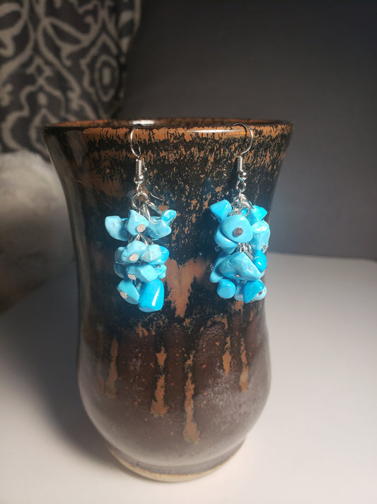 Blue Howlite Earrings, Healing Crystals, Beautiful EAR-0008