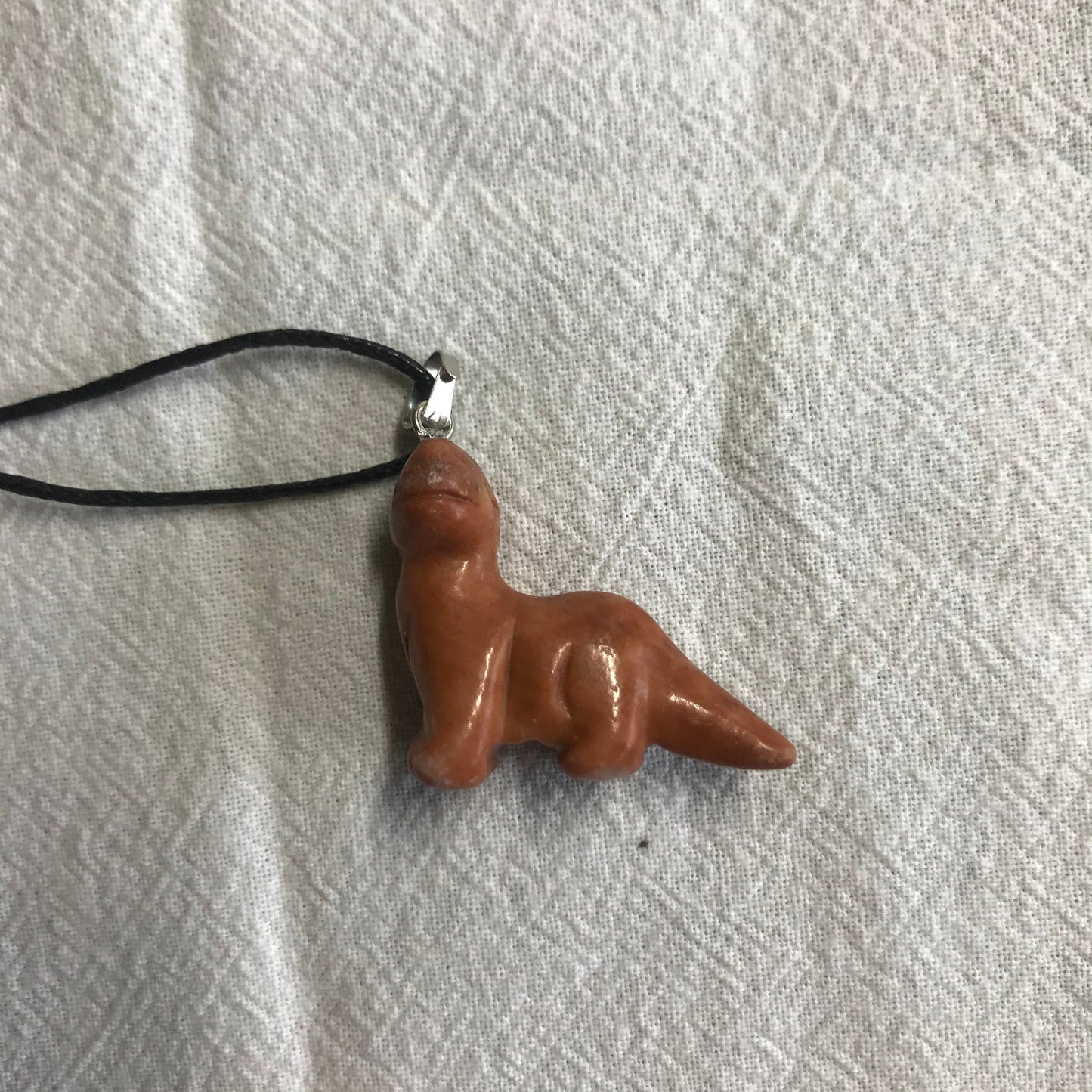 Orange Jasper Necklace, Dinosaur Carved Stone Necklace, Stone for Stability and Harmony NCK-001