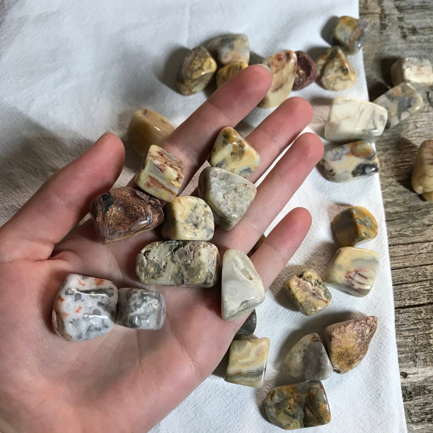 Yellow Crazy Lace Agate Tumbled Polished (Approx 1") Polished Stone for Crystal Grid, Wire Wrapping or Craft Supply BIN-1453