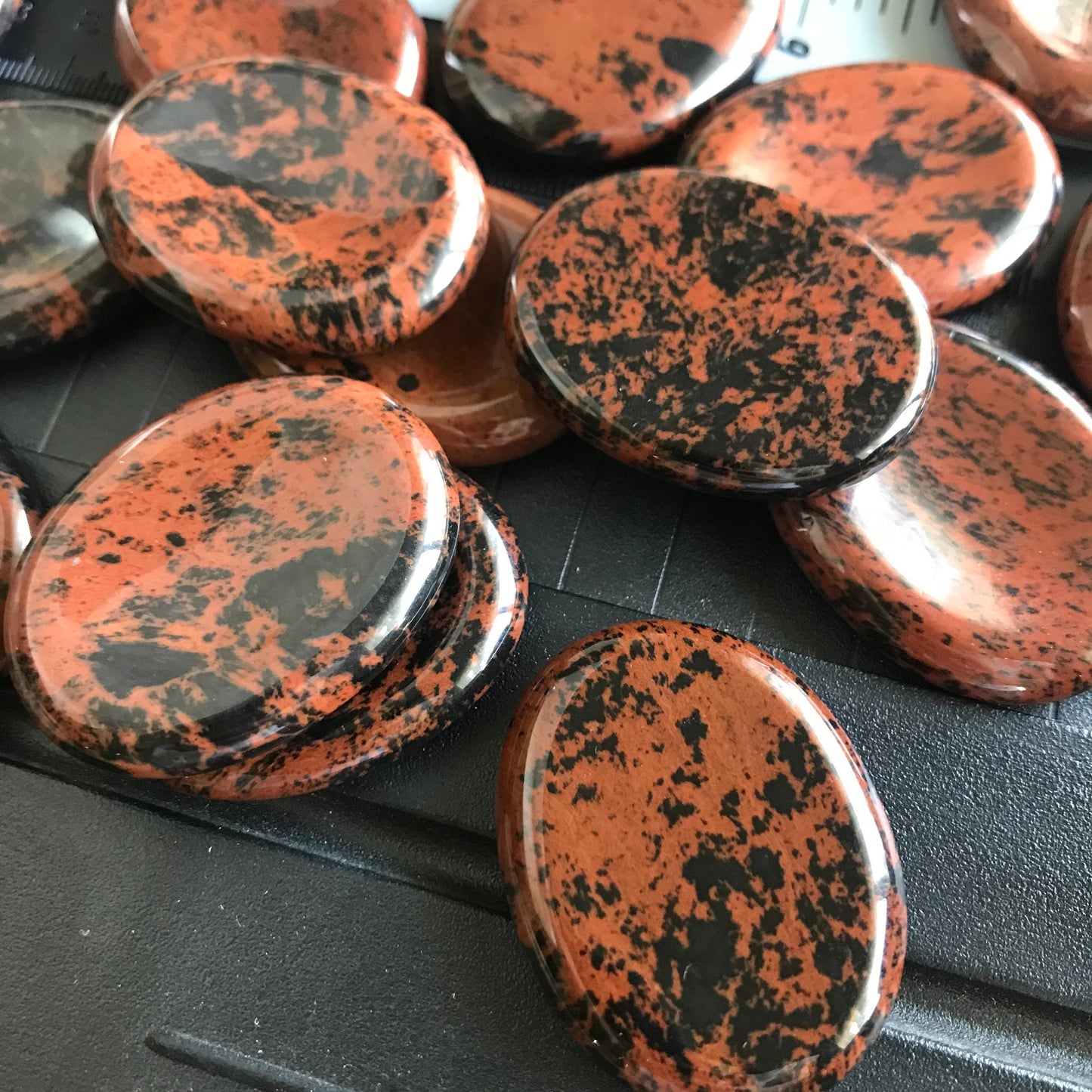 Mahogany Obsidian Worry Stone (Approx 1/3/4" x 1 1/3")  Polished Stone for Wire Wrapping or Crystal Grid Supply 1392