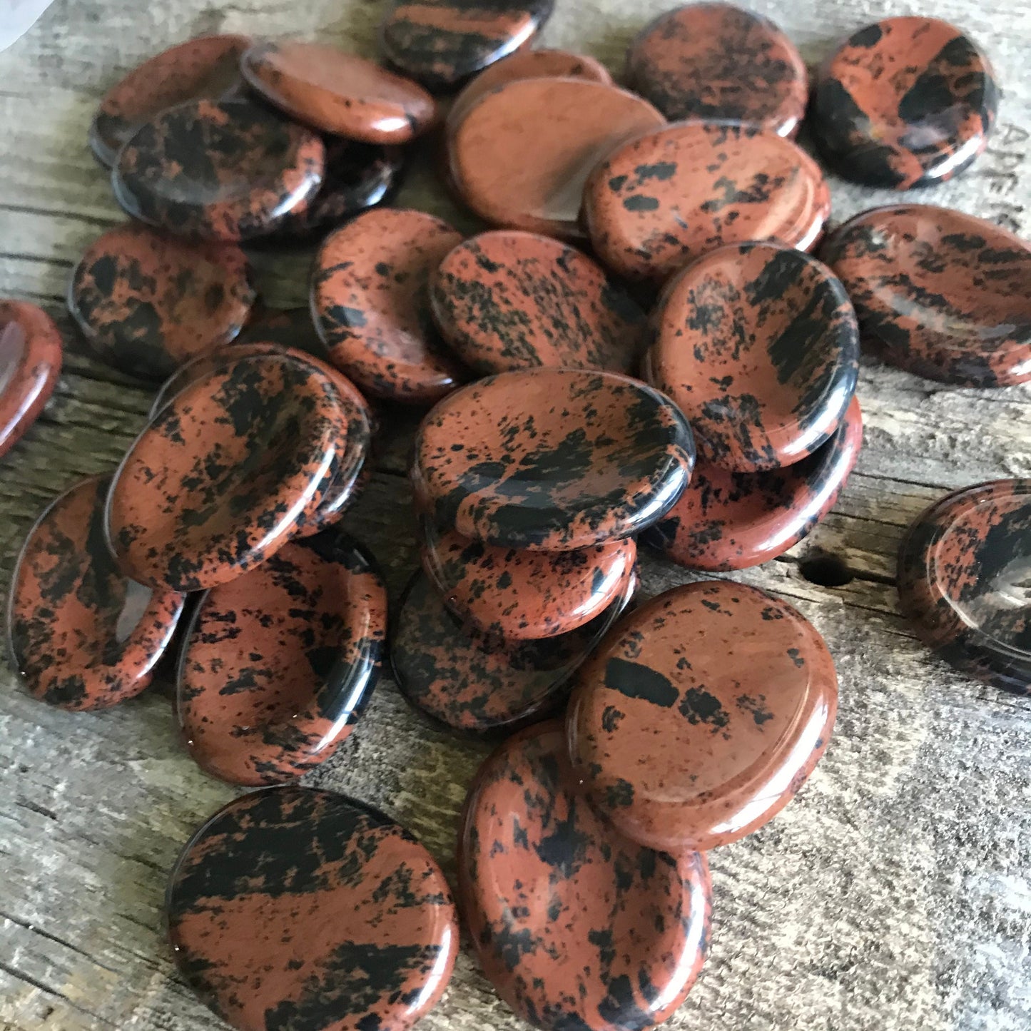 Mahogany Obsidian Worry Stone (Approx 1/3/4" x 1 1/3")  Polished Stone for Wire Wrapping or Crystal Grid Supply 1392