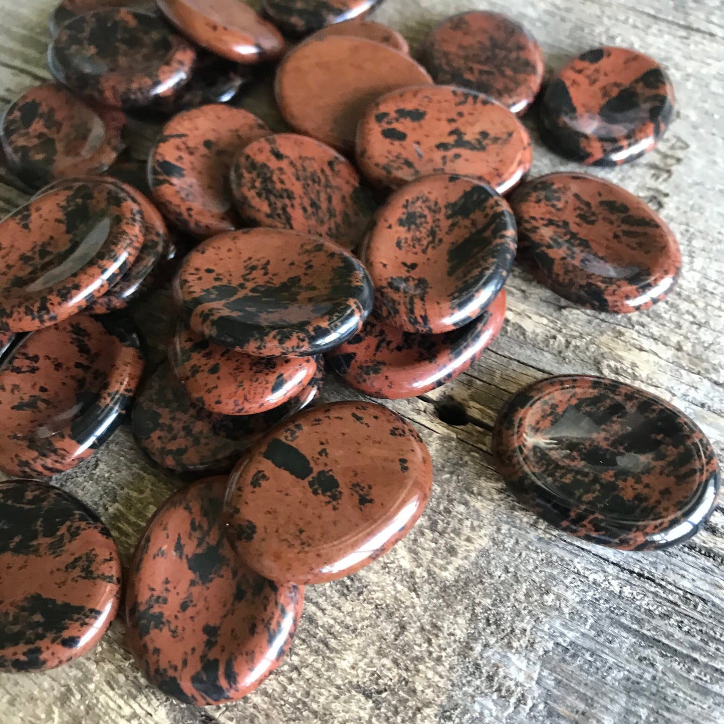 Mahogany Obsidian Worry Stone (Approx 1/3/4" x 1 1/3")  Polished Stone for Wire Wrapping or Crystal Grid Supply 1392