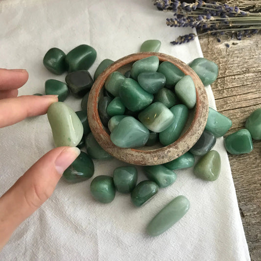 Polished Green Aventurine, Tumbled Stone (Approx. 3/4" - 1 1/4" long) for Wire Wrapping or Crystal Grid Supply 1448 Shop Wholesale Crystals
