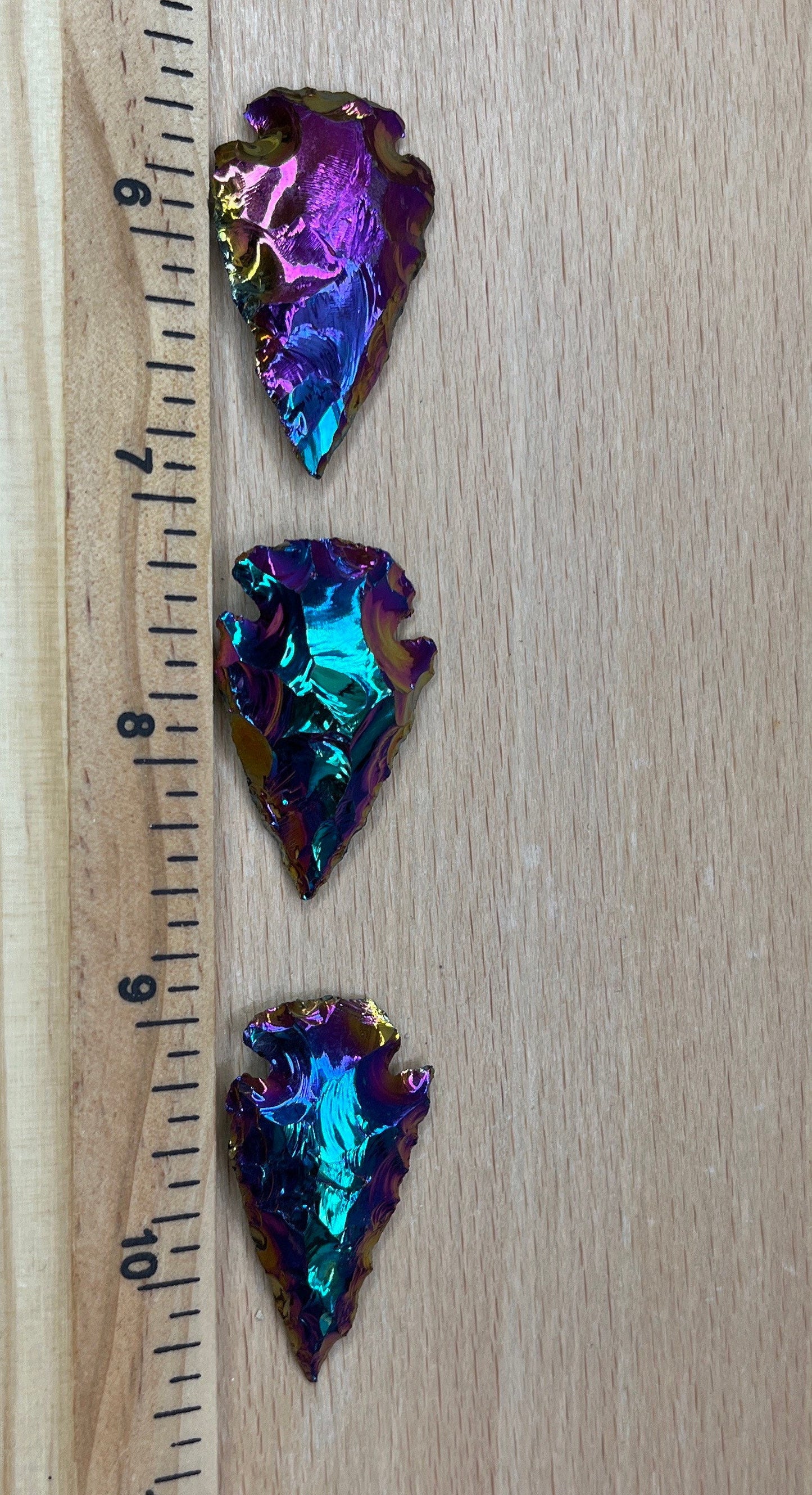 Rainbow Aura Knapped Arrowhead 1347