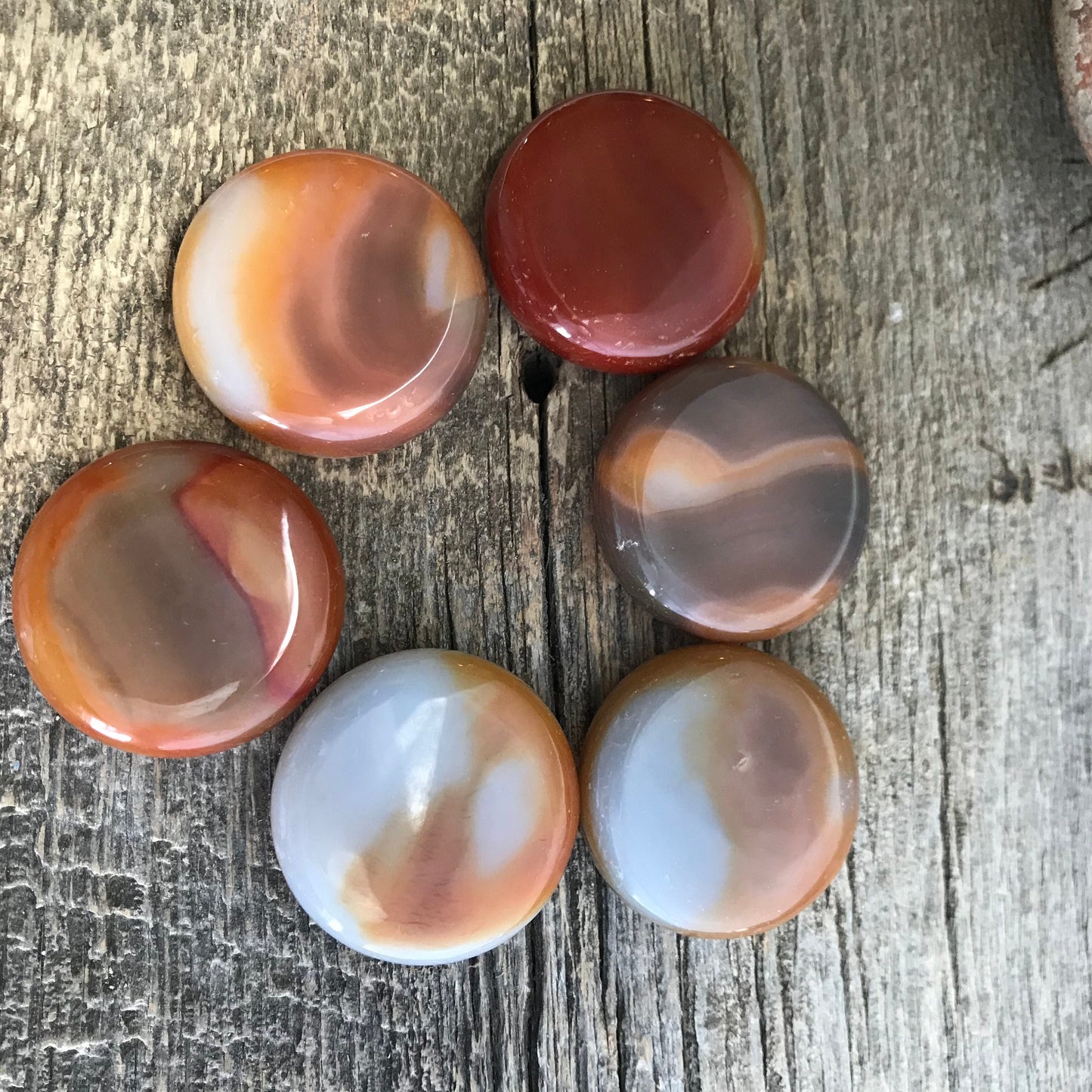 Carnelian Agate Polished Disk (Approx 1 3/5")  Polished Stone for Crystal Grid or Craft Supply 0264