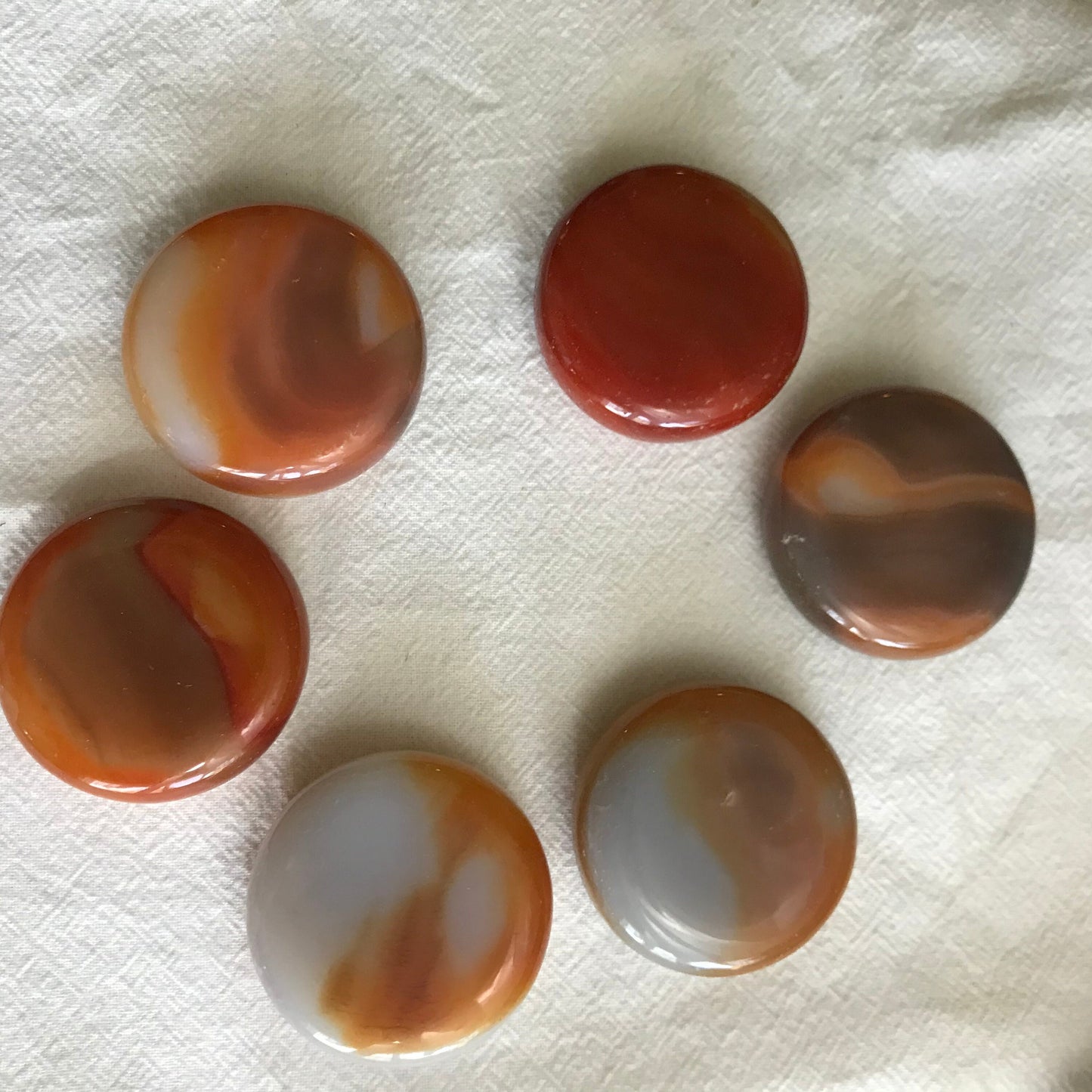 Carnelian Agate Polished Disk (Approx 1 3/5")  Polished Stone for Crystal Grid or Craft Supply 0264